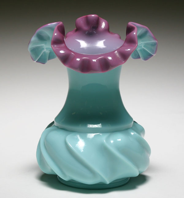 Appraisal: Fenton cased Lilac Wave Crest vase Only one of two