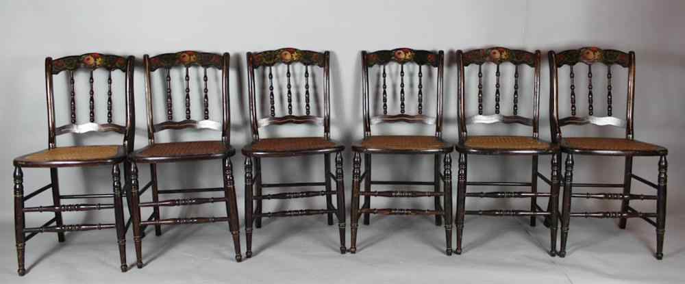 Appraisal: SET OF SIX AMERICAN FANCY PAINTED FAUX GRAINED CANED SEAT