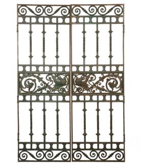 Appraisal: PAIR OF IRON GATES th c Forged Iron Green Painted