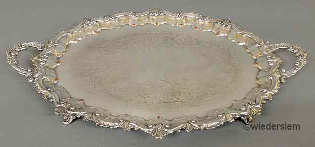 Appraisal: Ornate Chippendale style silverplate tray ''l x ''w