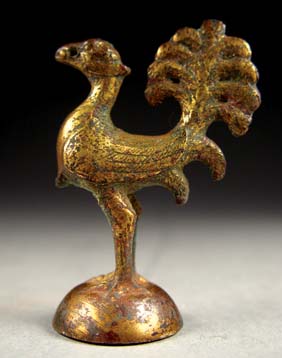 Appraisal: GILT BRONZE PHOENIX Chinese well cast gilt bronze finial of