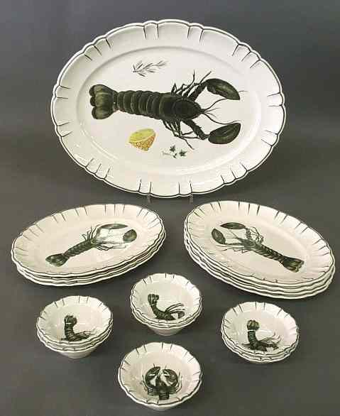 Appraisal: Italian ceramic lobster platter x seven matching oval plates x