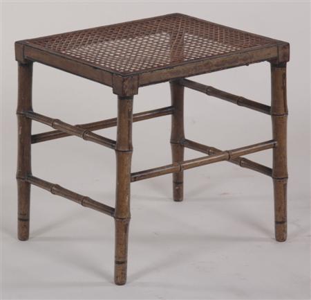 Appraisal: A Regency mahogany faux bamboo stool the rectangular caned seat