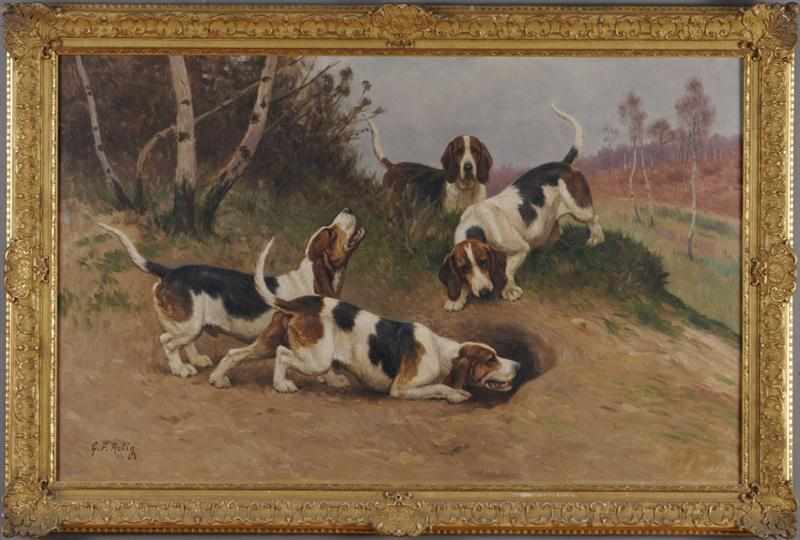 Appraisal: GEORGES FR D RIC ROTIG - BASSET HOUNDS ON THE