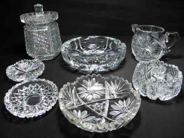 Appraisal: Seven pieces of assorted cut crystal Includes a small handled