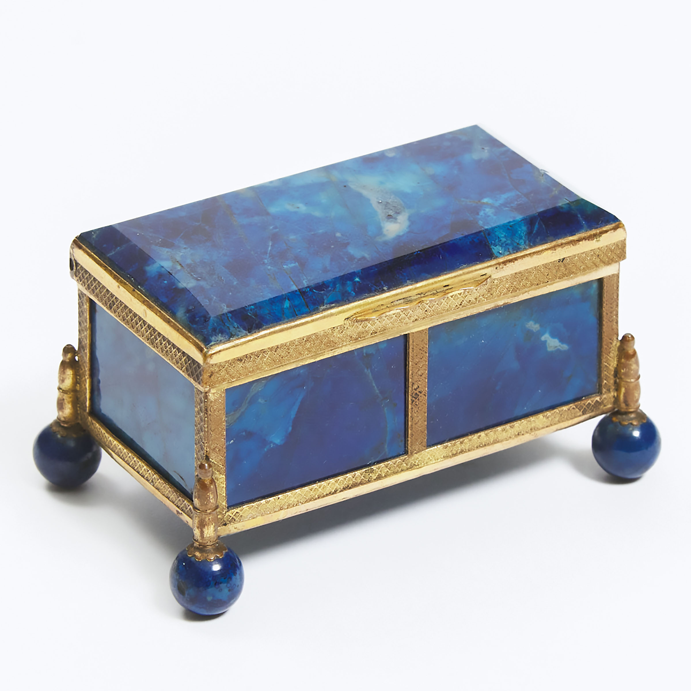 Appraisal: Italian Lapis Lazuli Panelled Git Metal Dresser Box early th