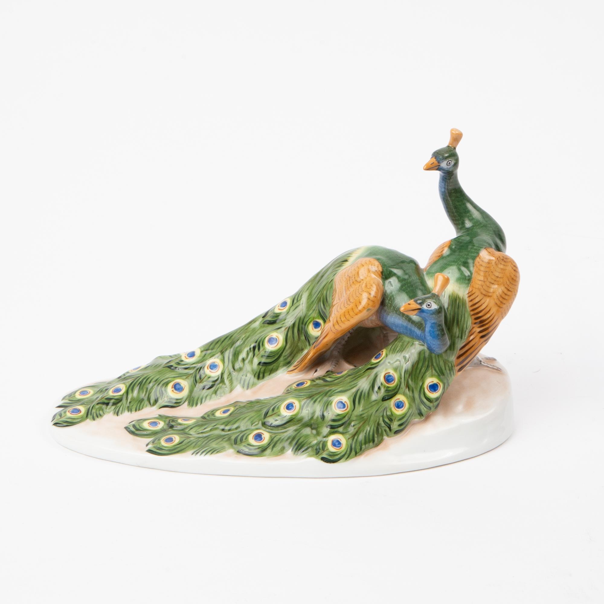 Appraisal: HEREND PEACOCK PORCELAIN FIGURINE A Herend Hungary hand-painted porcelain figurine