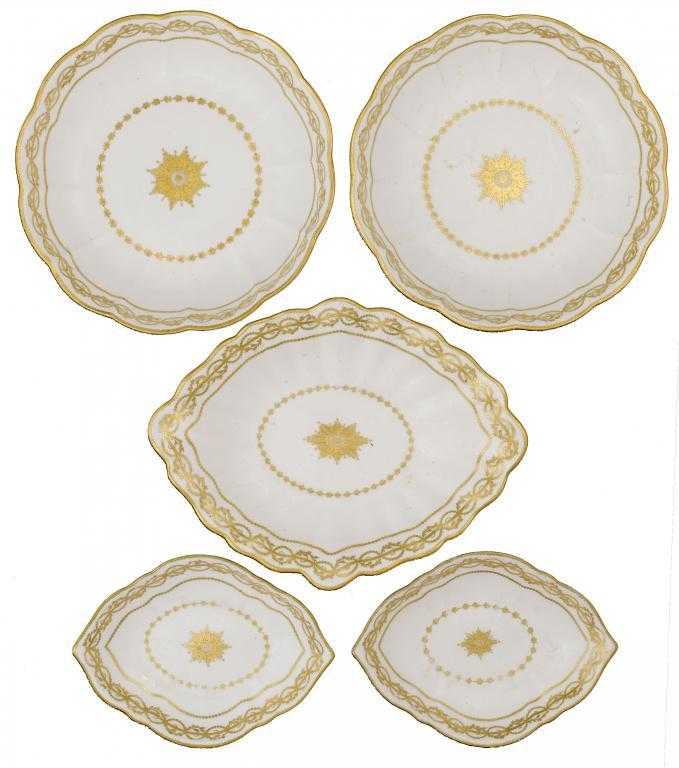 Appraisal: ONE AND TWO PAIRS OF DERBY DESSERT DISHES pattern of