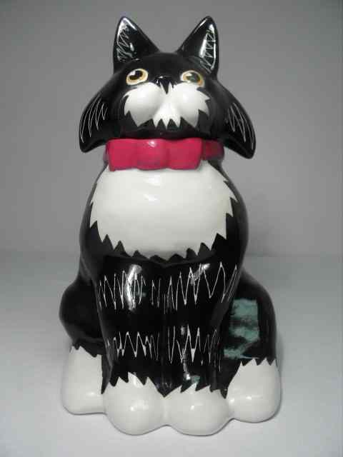 Appraisal: Figural hand painted ceramic cat cookie jar Condition good no