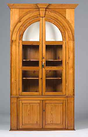 Appraisal: Pine Barrel-back Corner Cupboard American purportedly a built-in from a