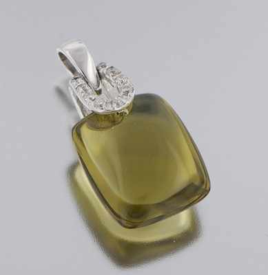 Appraisal: A Ladies' Diamond and Olive Quartz Pendant k white gold