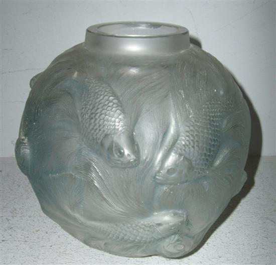 Appraisal: Lalique 'Formose' pattern globular vase with short neck and moulded