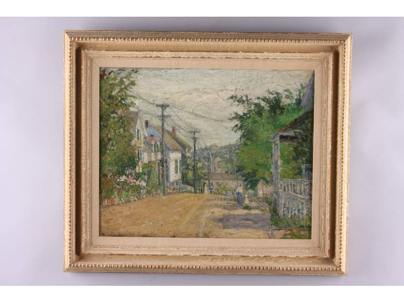 Appraisal: American Impressionist School City Street early th c oil on