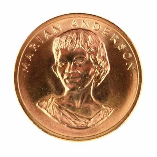 Appraisal: American Arts Commemorative Series Marian Anderson gold medallion obverse with