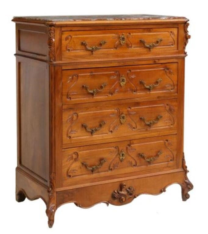 Appraisal: French Louis XV style walnut commode early th c having