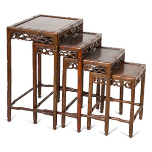 Appraisal: A Chinese Rosewood Nest of Four Tables TH TH CENTURY