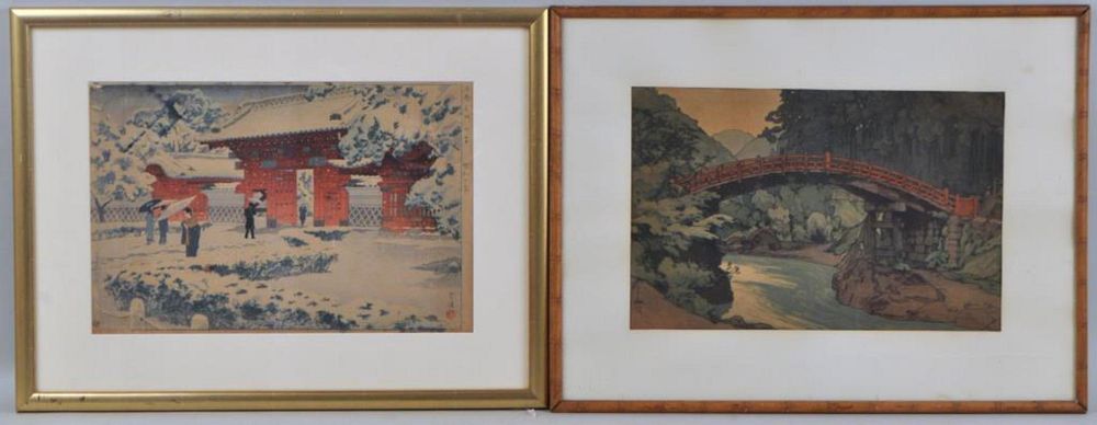 Appraisal: Two Japanese th C W B Prints Sacred Bridge by