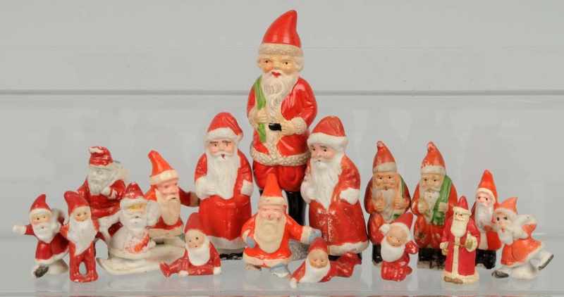 Appraisal: Lot of China Bisque Santa Figures Description German and Japanese