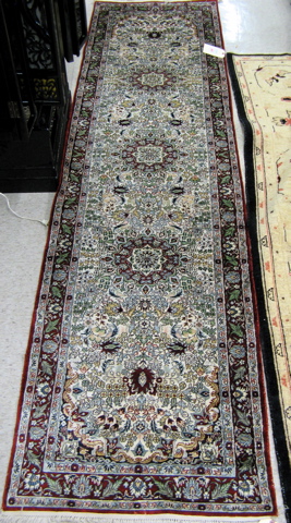 Appraisal: HAND KNOTTED SILK RUNNER Sino-Persian all silk pile and foundation