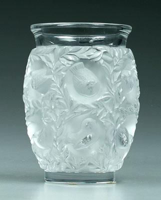 Appraisal: Lalique vase birds and leaves base marked Lalique France rim