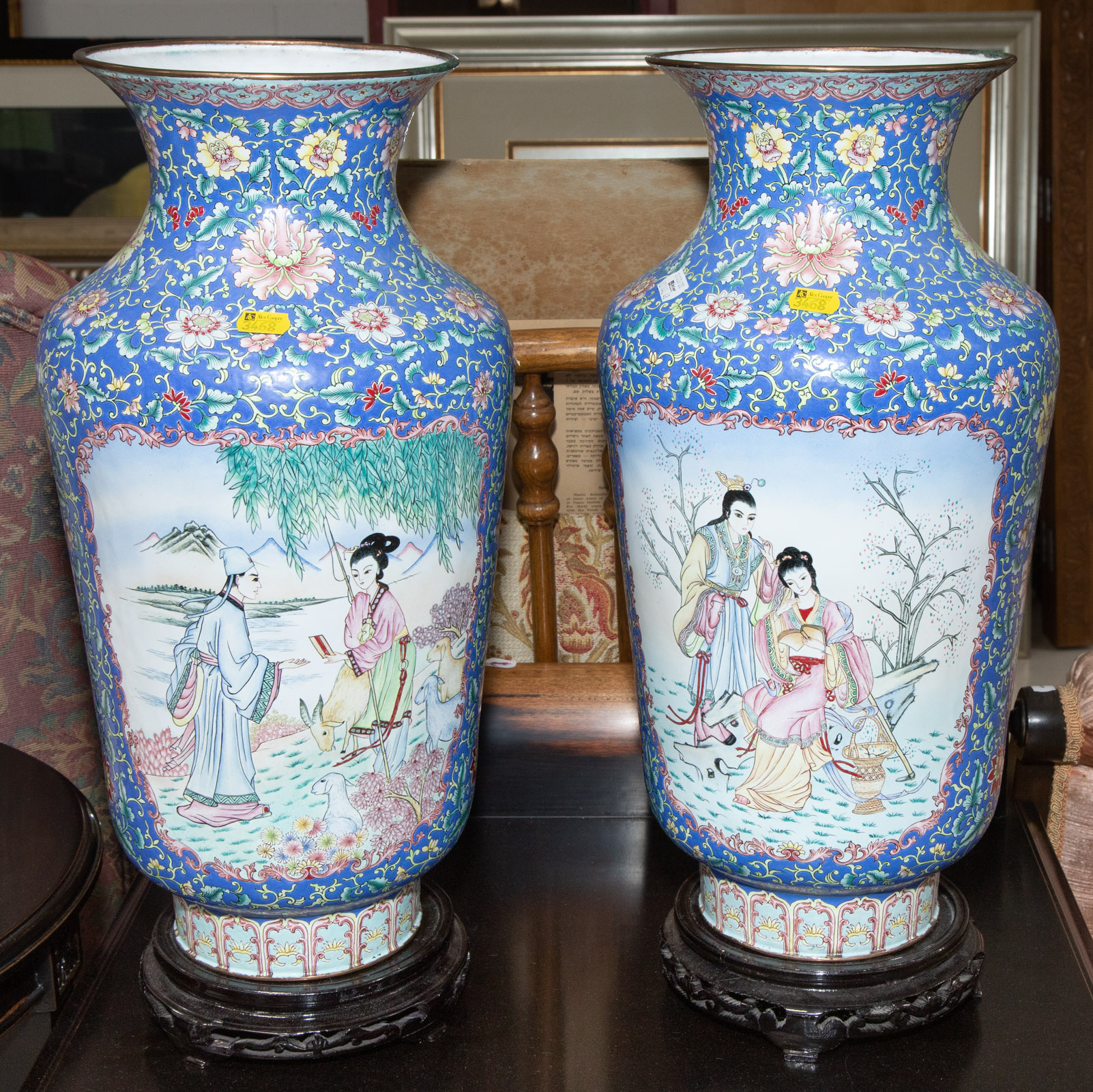 Appraisal: A PAIR OF CHINESE CANTON ENAMEL DECORATED VASES Late th