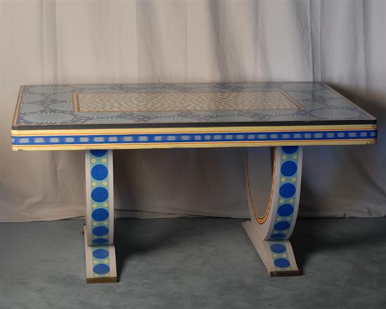 Appraisal: Deco Table Painted by English Artist Cressida Bell The decorative