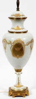 Appraisal: FRENCH STYLE PORCELAIN TABLE LAMP H Bulbous with gilt highlights