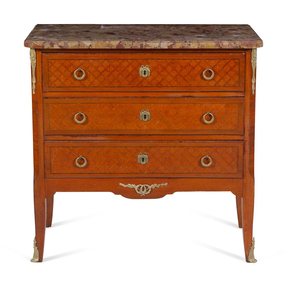 Appraisal: A Louis XV XVI Transitional Style Gilt Bronze Mounted Parquetry