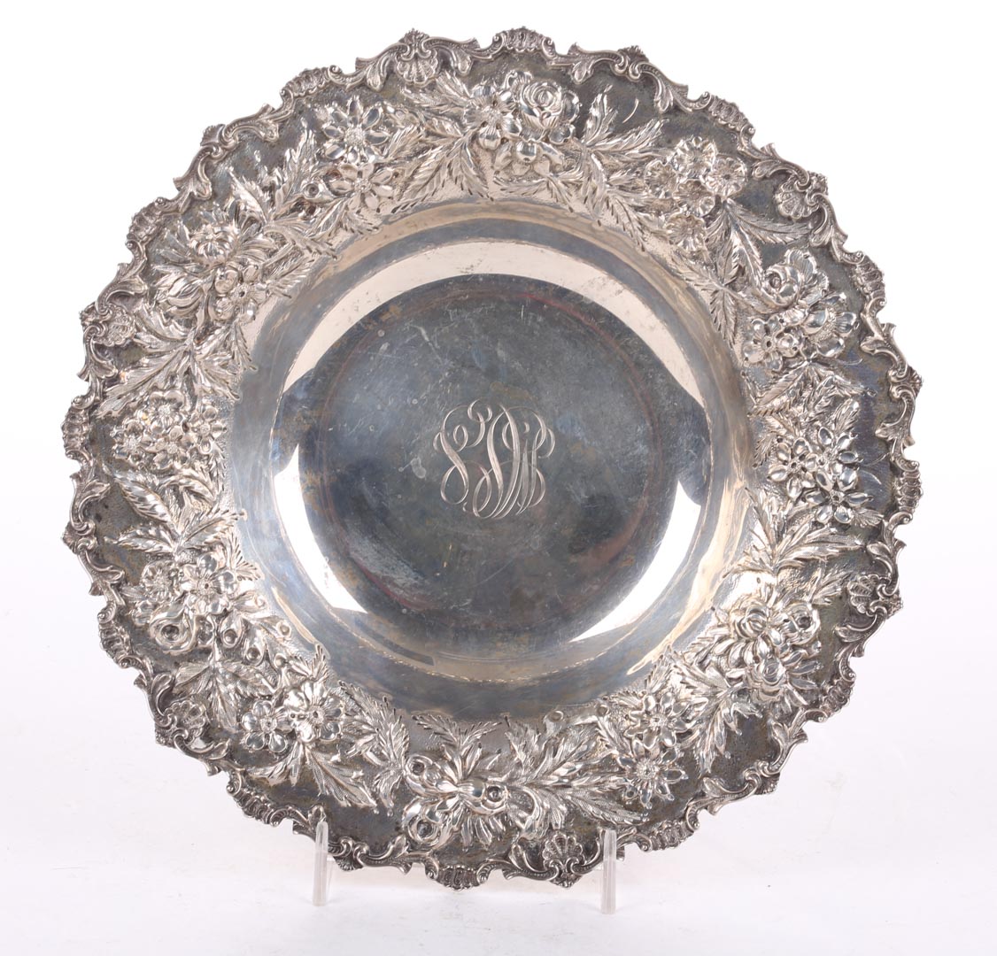 Appraisal: Kirk hand decorated sterling silver bowl first half- th century