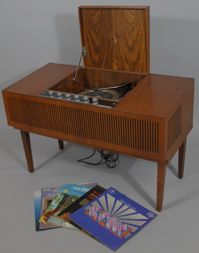 Appraisal: A mid- thC HMV retro teak radiogram with Garrard turntable