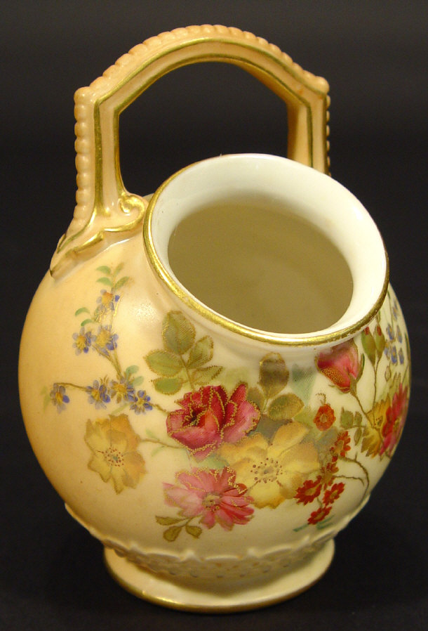 Appraisal: Royal Worcester globular pot hand coloured and gilded with flowers