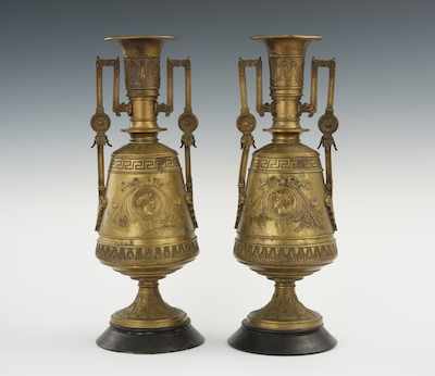 Appraisal: A Pair of Tiffany Co French Neoclassical Gilt Bronze Vases