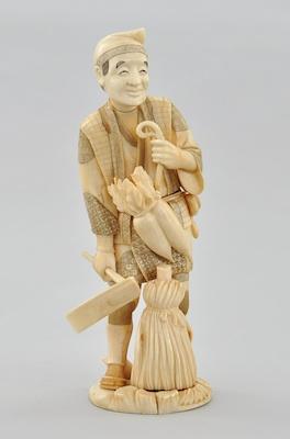 Appraisal: A Carved Vegetable Farmer Comprised of carved bone and ivory