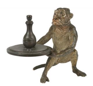 Appraisal: FRANZ XAVER BERGMANN AUSTRIA - Monkey with Serving Tray Cold