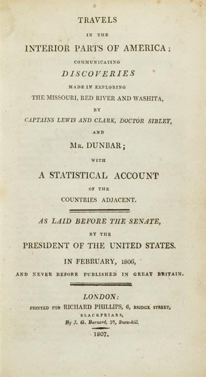 Appraisal: vol Lewis Meriwether Clark William Travels in The Interior Parts