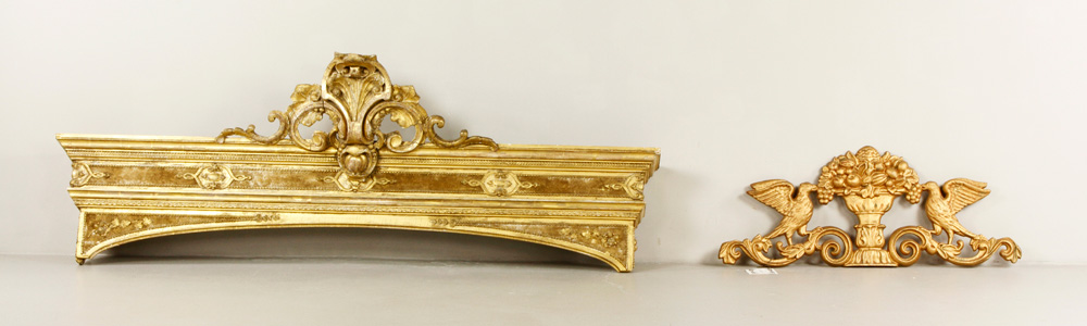 Appraisal: - Lot of th C French Gold Wall Pediments Lot