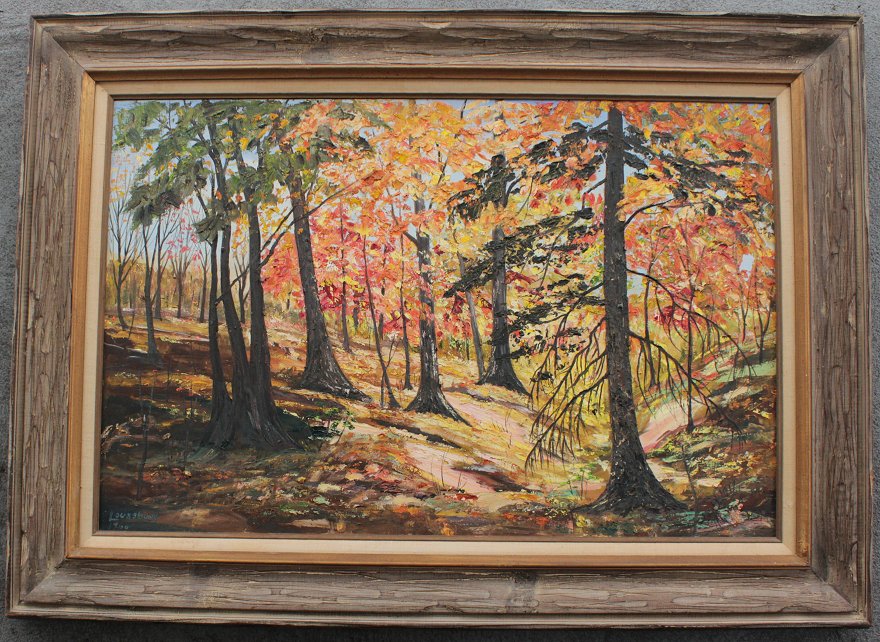 Appraisal: GOOD AUTUMNAL LANDSCAPE PAINTING SIGNED LOUNSBURY Oil Canvas '' x