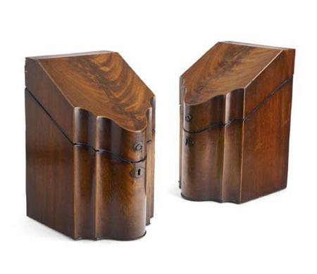 Appraisal: A pair of George III mahogany cutlery boxes of typical