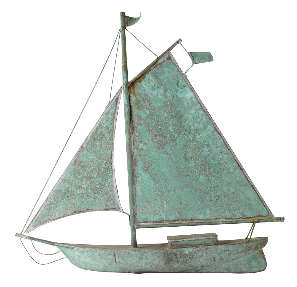 Appraisal: COPPER SAILBOAT MODELpossibly a weathervane component Condition weathered and patinated