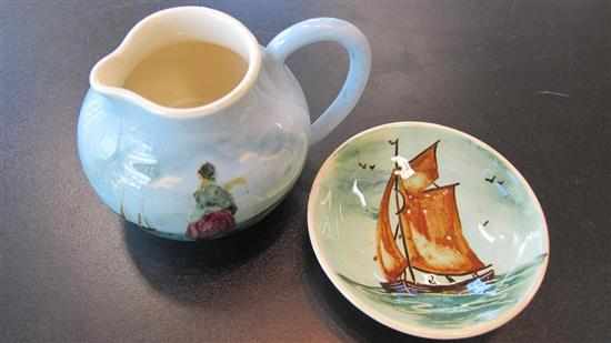 Appraisal: TWO SMALL PIECES OF HAND PAINTED MARTIN BOYD POTTERY