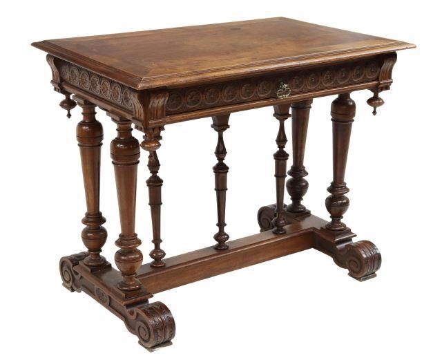 Appraisal: French Henri II style walnut table th c rectangular top