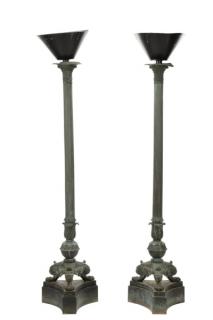 Appraisal: Pair Cast Bronze Torchieres for Paris Expo French late th