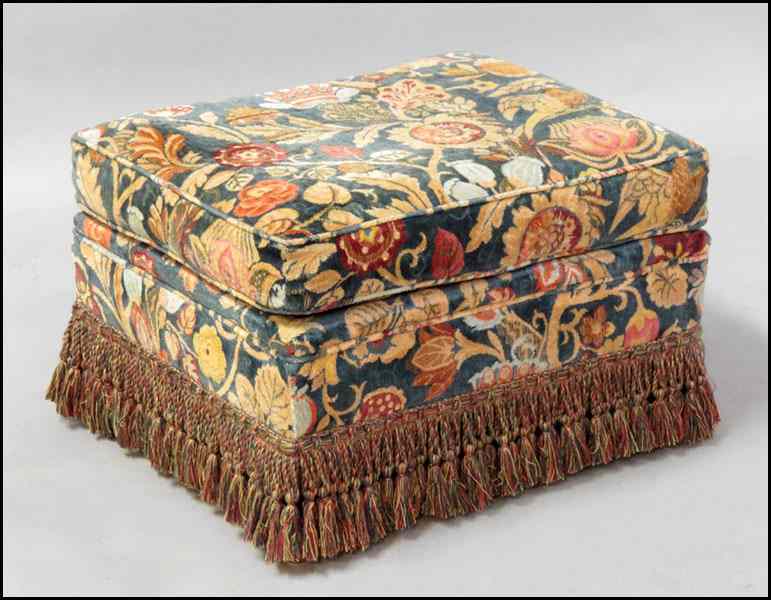 Appraisal: QUEEN ANNE STYLE UPHOLSTERED OTTOMAN H '' W '' D