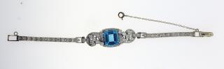 Appraisal: 's k white gold aquamarine and diamond bracelet 's k