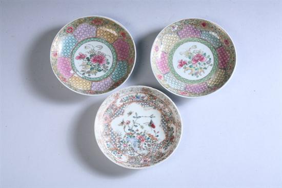 Appraisal: PAIR SMALL CHINESE FAMILLE ROSE PORCELAIN SAUCERS Yongzheng period Peony