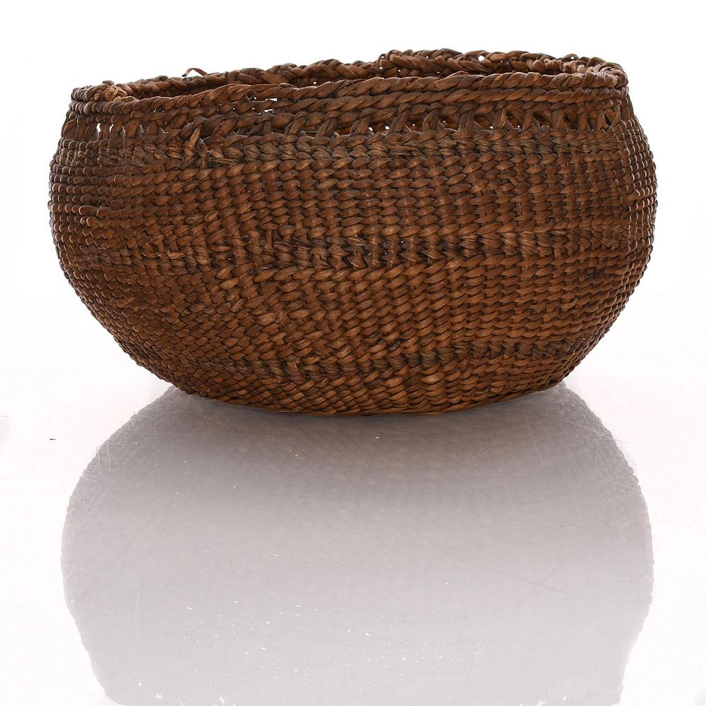 Appraisal: NATIVE AMERICAN TRIBAL WOVEN BASKET BOWL Traditional design with encircling