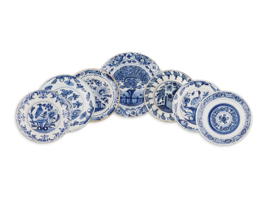 Appraisal: GROUP OF DELFT BLUE AND WHITE DISHES TH CENTURY comprising