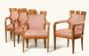 Appraisal: ARM CHAIRS - Set of Biedermeier upholstered arm chairs fruitwood