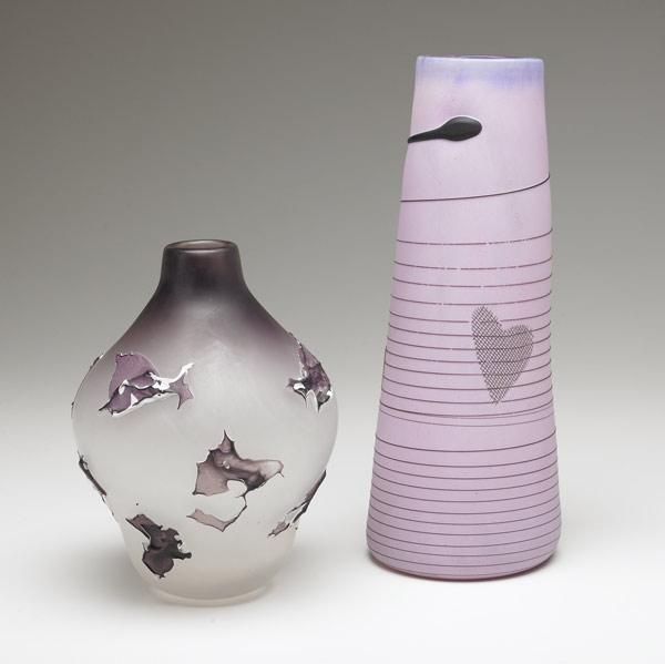 Appraisal: CONTEMPORARY GLASS Two art glass vases one by Louis Leloup