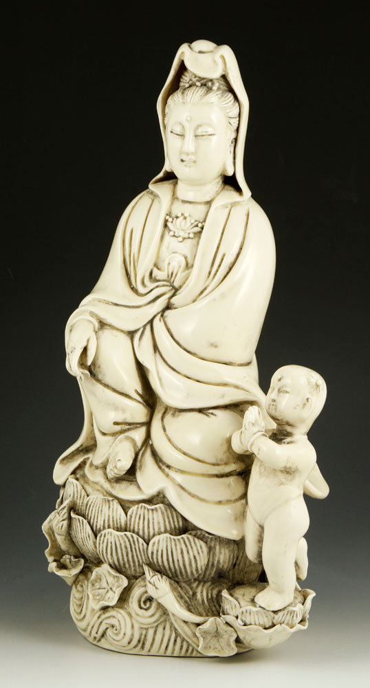 Appraisal: - Chinese Blanc De Chine Guanyin Chinese figure of Guanyin